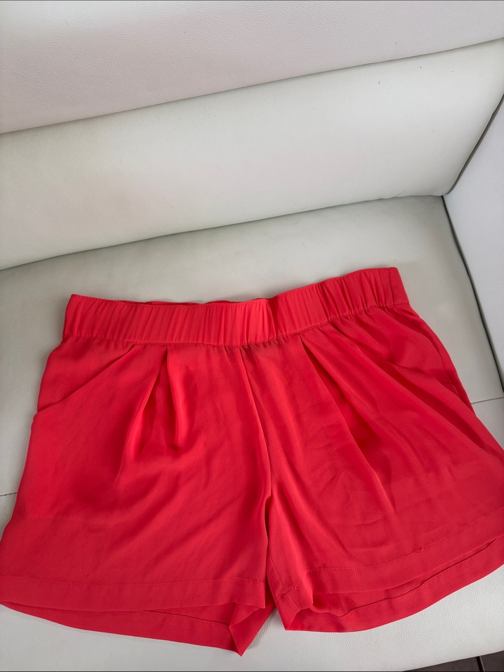 BCBGMaxAzria Red High-Waist Pleated Shorts